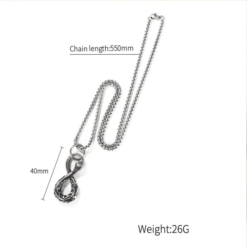 Vintage Snake Pendant Necklace for Men Street Jewelry