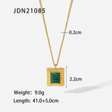 Green Malachite Stainless Steel Jewelry Set - Octagram Design - Waterproof