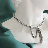 Vintage 925 Silver Chain Tassel Charm Bracelets Retro Style Jewelry