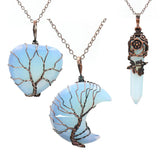 Vintage Opal Necklaces Set - Wire Crystal Moon Necklace