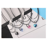 Vintage Heart Crystal Choker Necklace Double Rope Chain Wedding Jewelry