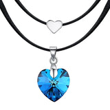 Vintage Heart Crystal Choker Necklace Double Rope Chain Wedding Jewelry