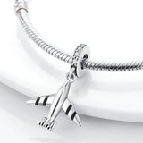 Vintage Silver 925 Airplane Travel Dangle Charm for DIY Jewelry Making