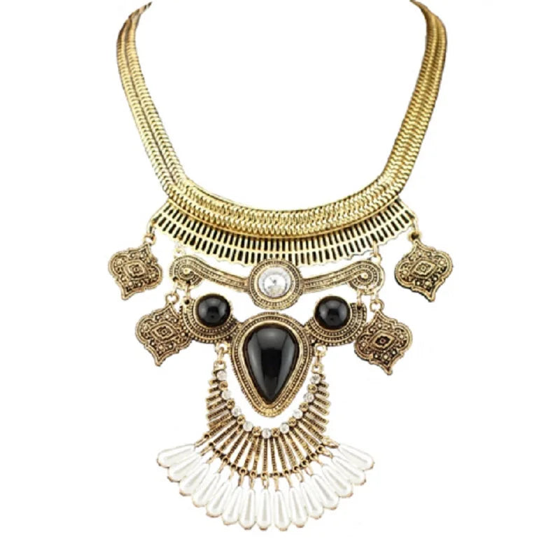 Vintage Owl Maxi Necklace With Pearl Tassels Pendant Women