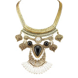 Vintage Owl Maxi Necklace With Pearl Tassels Pendant Women