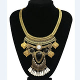 Vintage Owl Maxi Necklace With Pearl Tassels Pendant Women