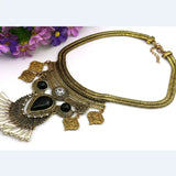 Vintage Owl Maxi Necklace With Pearl Tassels Pendant Women
