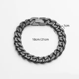 Men's Vintage Oxidized 10mm Cuban Chain Bracelet Stainless Steel Biker Jewelry