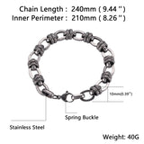 Vintage Oxidized Link Chain Bracelet for Men Stainless Steel Biker Jewelry