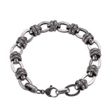 Vintage Oxidized Link Chain Bracelet for Men Stainless Steel Biker Jewelry