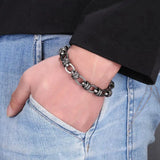 Vintage Oxidized Link Chain Bracelet for Men Stainless Steel Biker Jewelry