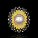 Vintage Palace Inlaid Zirconium AAAA Stone Pearl Ring
