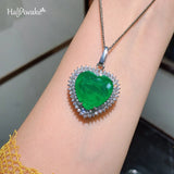 Vintage Paraiba Tourmaline Emerald Necklace Choker Chain Heart Pendant
