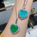 Vintage Paraiba Tourmaline Emerald Necklace Choker Chain Heart Pendant