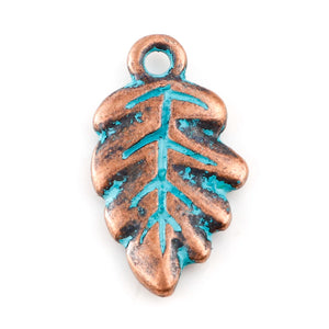 Vintage Copper Leaf Round Fish Metal Pendant DIY Necklace Earrings, 20PCs