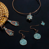 Vintage Copper Leaf Round Fish Metal Pendant DIY Necklace Earrings, 20PCs