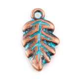 Vintage Copper Leaf Round Fish Metal Pendant DIY Necklace Earrings, 20PCs