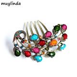 Vintage Peacock Hair Comb Antique Bronze Hair Clip Hairpins Headdress
