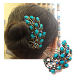 Vintage Peacock Hair Comb Antique Bronze Hair Clip Hairpins Headdress