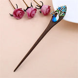Vintage Peacock Hair Jewelry Ebony Wood Sticks Hairpins Bridal Hair Ornaments