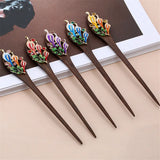Vintage Peacock Hair Jewelry Ebony Wood Sticks Hairpins Bridal Hair Ornaments