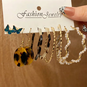 Vintage Pearl Butterfly Earring Set