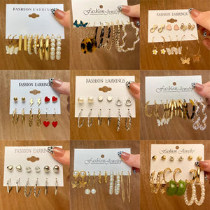 Vintage Pearl Butterfly Earring Set