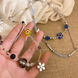 Vintage Pearl Crystal Flower Choker Necklace for Women