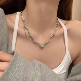 Vintage Pearl Crystal Flower Choker Necklace for Women