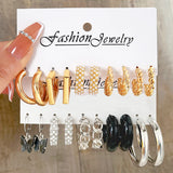 Vintage Pearl Earrings For Women Girls Punk Hoop Earring Set