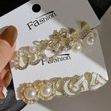 Vintage Pearl Earrings Set Geometric Twist Stud Earrings