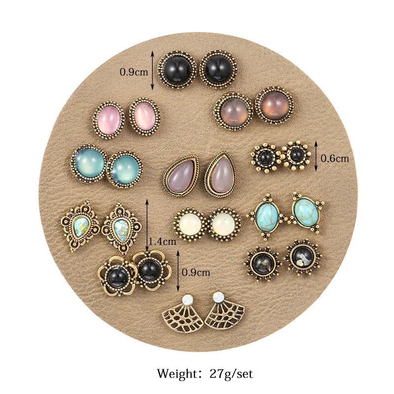Vintage Opal Statement Earrings for Girls