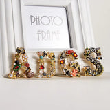 Vintage Pearl Letter Brooch Initial Alphabet Rhinestone Brooches