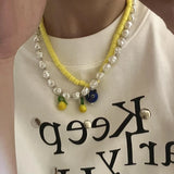 Vintage Pearl Necklace, Beaded, Small Monster Collarbone Chain