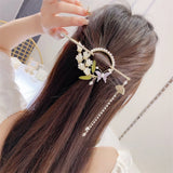 Vintage Pearl Tassel Bow Tassel Hairpin Red Rose Hairpin