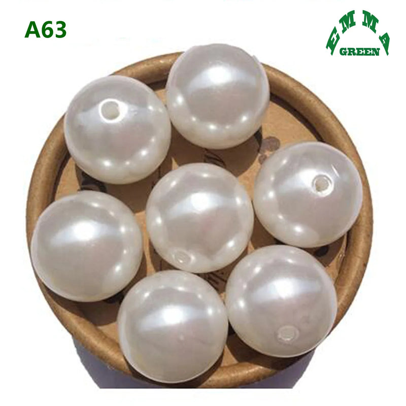 Vintage Pearls Women Necklaces A63 Round Beads 6mm-30mm Chunky Acrylic Spacers