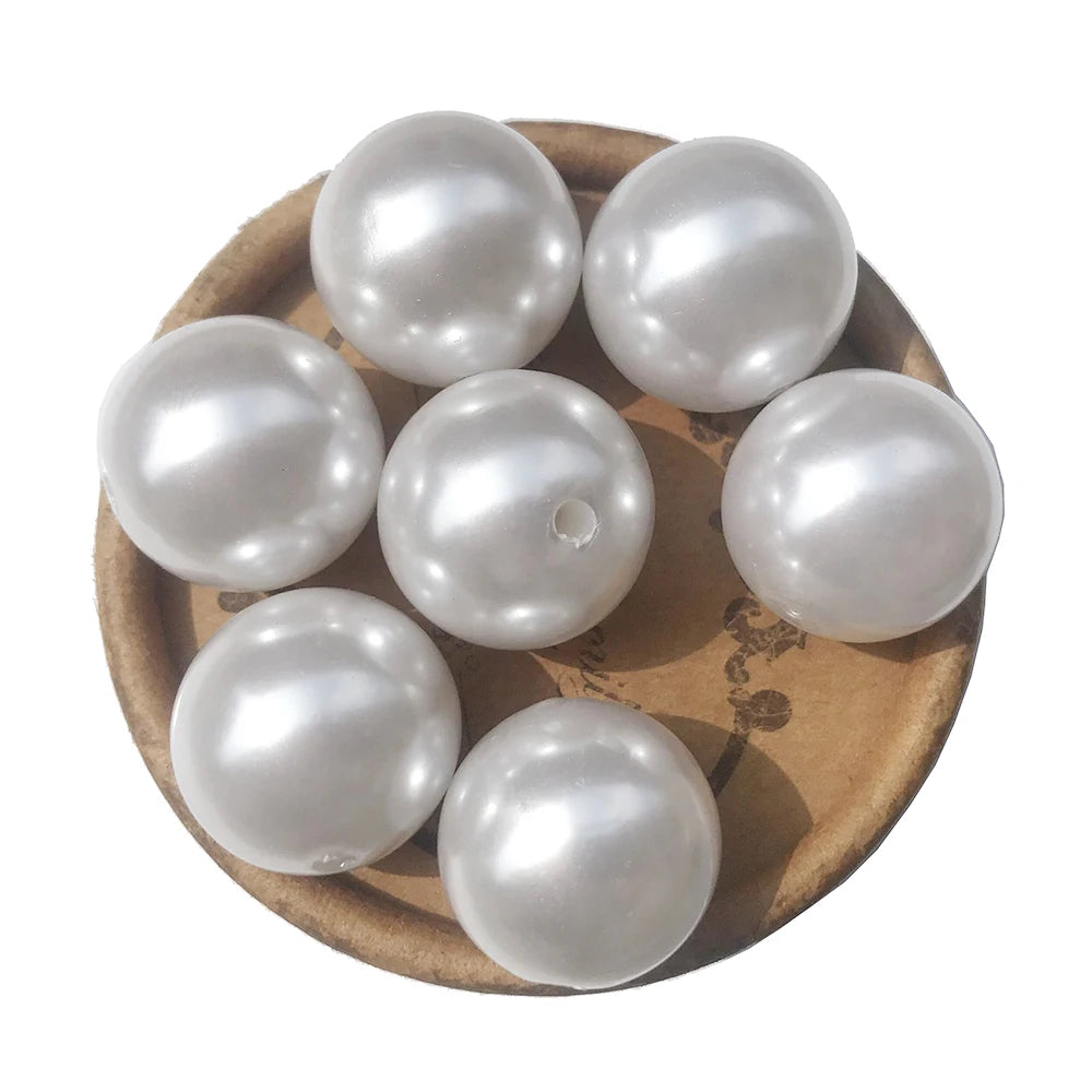 Vintage Pearls Women Necklaces A63 Round Beads 6mm-30mm Chunky Acrylic Spacers