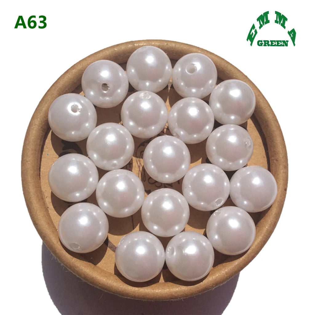 Vintage Pearls Women Necklaces A63 Round Beads 6mm-30mm Chunky Acrylic Spacers