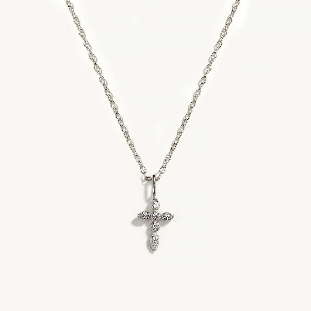 Vintage Cross Necklace 925 Silver Zircon Star Choker Boho Jewelry