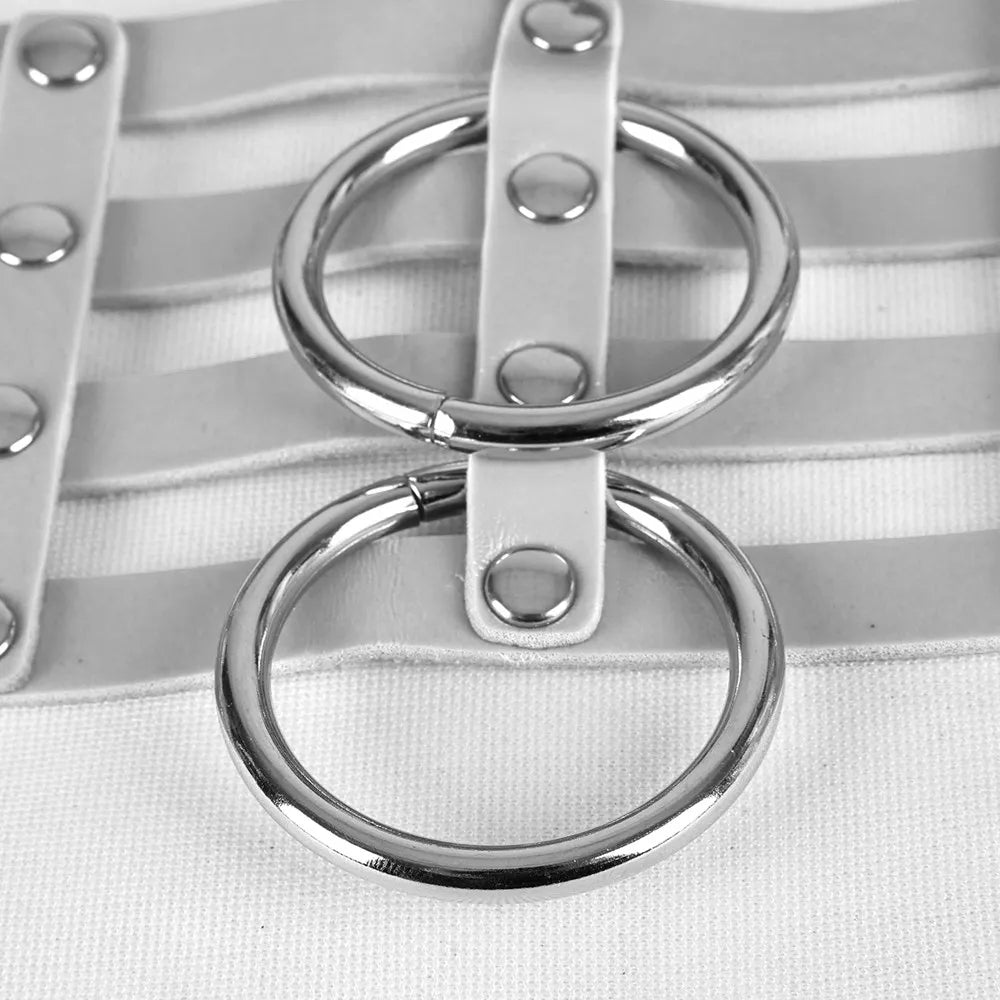 Vintage Heart Pendant Choker Leather Necklace O-Ring Goth Punk