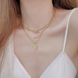 Vintage K Gold Queen Avatar Chain Choker Necklace