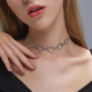 Vintage Pearl Heart Necklace Choker Chain Collier Femme Jewelry Y2k