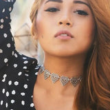 Vintage Pearl Heart Necklace Choker Chain Collier Femme Jewelry Y2k