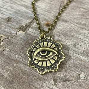 Vintage Pendant Skull Necklace Demon Eye Moon Bird Gothic Gift