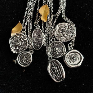 Vintage Pendant Skull Necklace Demon Eye Moon Bird Gothic Gift