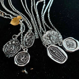 Vintage Pendant Skull Necklace Demon Eye Moon Bird Gothic Gift