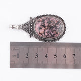 Rhodonite Oval Beads Tibetan Silvers Pendulum Pendant