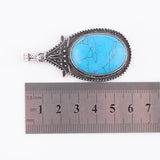 Vintage Turquoise Oval Bead Tibetan Silver Pendant