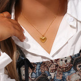 Vintage Heart Pendant Necklace Stainless Steel Choker Chain
