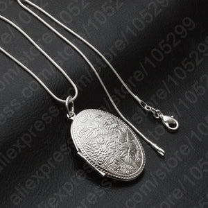 Vintage Photo Locket Necklace 925 Silver Pendant Women Gift